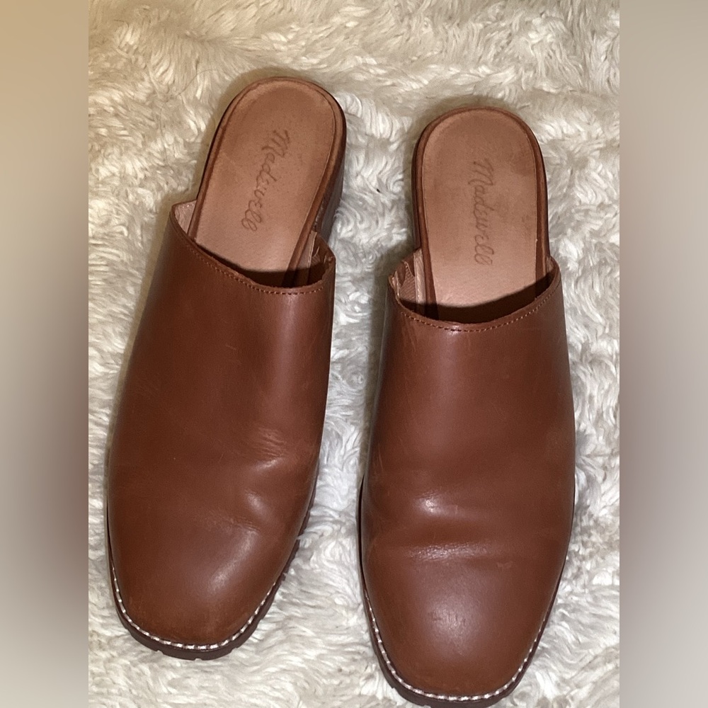 Madewell Mindy Lugsole Brown Leather Mule Slip on Casual Women's Size 9